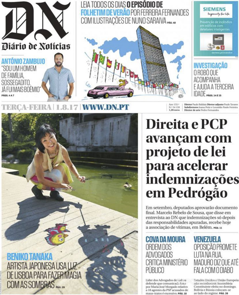 Diário de Notícias capa beniko tanaka